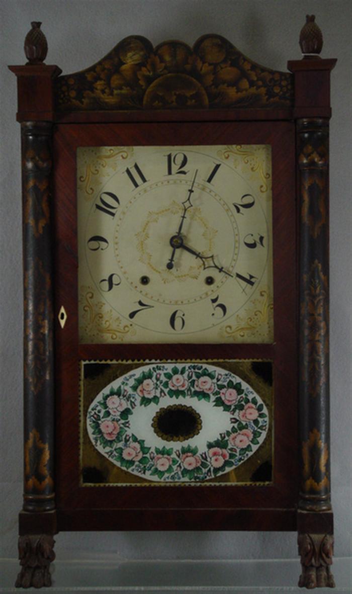 Appraisal: Ephraim Downes for George Mitchell stenciled column splat shelf clock