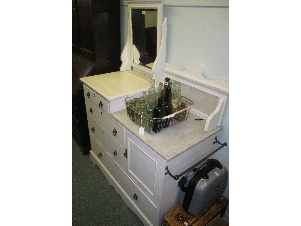 Appraisal: Overpainted marble topped and mirror backed washstand