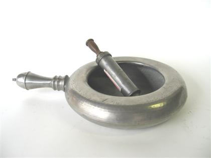 Appraisal: Pewter syringe and bedpan france and england th century PROVENANCE