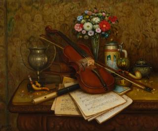 Appraisal: Charles A Meurer - Still Life with Violin oil on