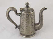 Appraisal: An individual Continental hard pewter coffee pot of tapered panelled