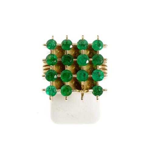 Appraisal: EMERALD AND GOLD RING P BINDER Yellow gold Casual-elegant ring