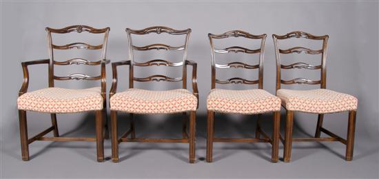 Appraisal: A Set of Eight Mahogany Chairs Height of armchair x