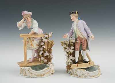 Appraisal: A Pair of Meissen Style Hand Painted Porcelain Figures Late