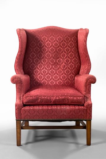 Appraisal: George III-Style Mahogany Wing Chair the tapering square legs with