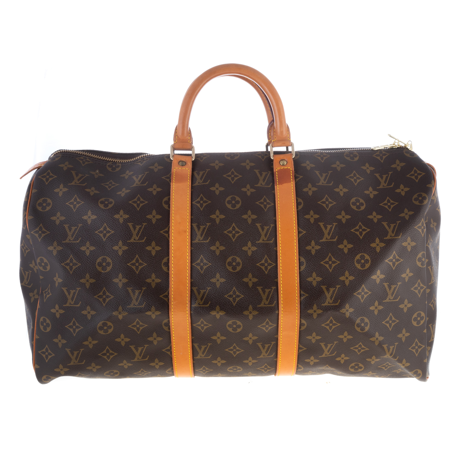 Appraisal: A LOUIS VUITTON MONOGRAM KEEPALL A brown and tan Monogram