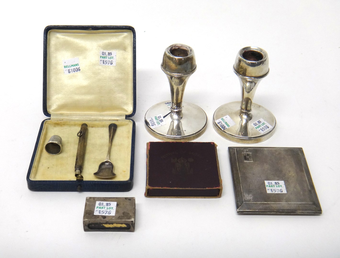 Appraisal: Silver and silver mounted wares comprising a pair of small