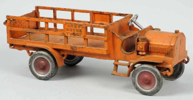 Appraisal: Cast Iron Dent Army Motor Truck Toy American Marked on