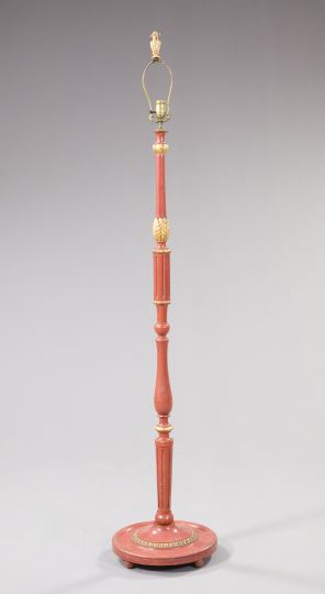 Appraisal: American Carved Chinese Red-Lacquered and Parcel-Gilt Wooden Floor Lamp second