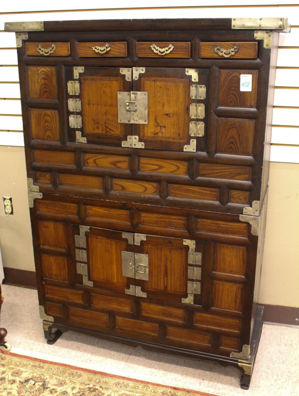 Appraisal: KOREAN TWO-SECTION NONG CABINET ON STAND late Joseon Choson Dynasty