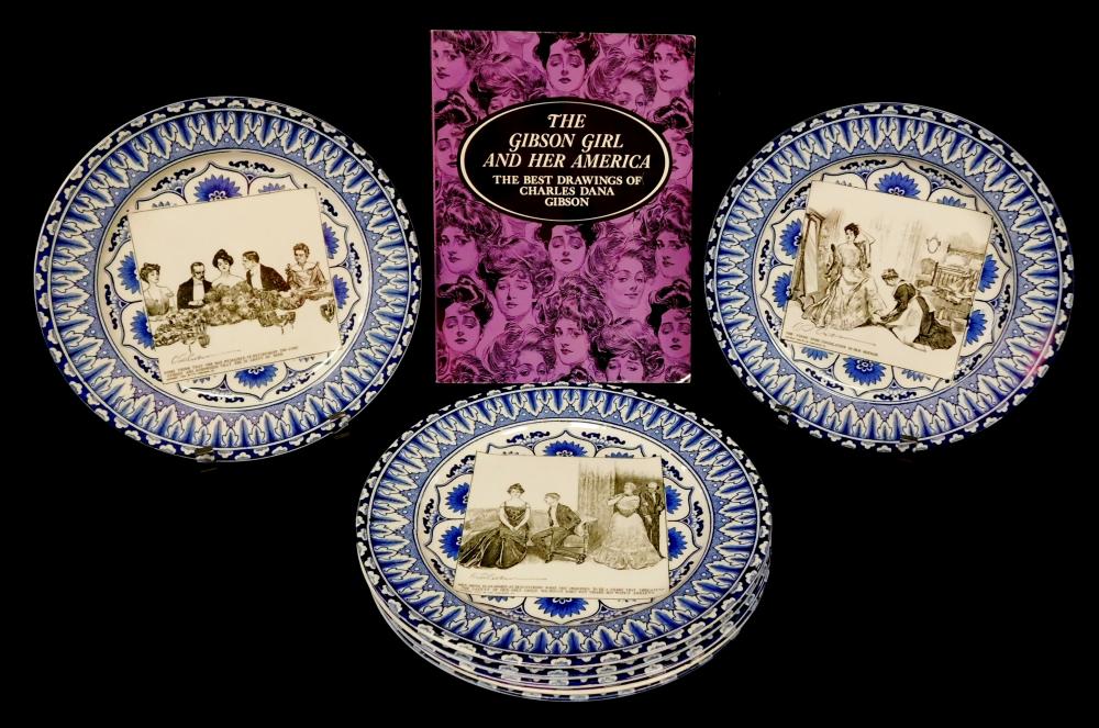 Appraisal: Seven Royal Doulton Gibson Girl plates along with a book