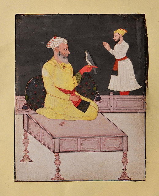 Appraisal: AN INDIAN MINIATURE PAINTED WITH A NOBLEMAN kneeling upon a