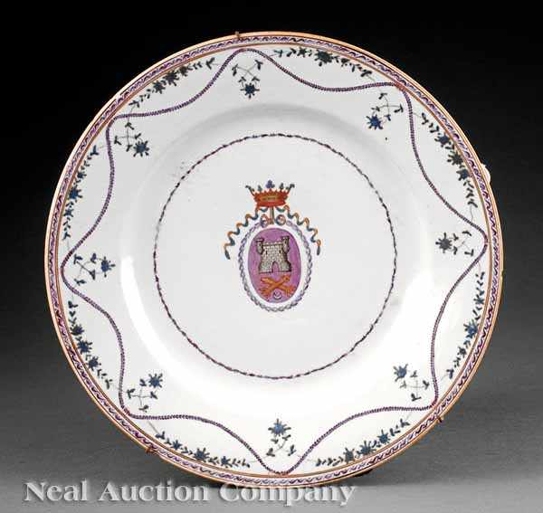 Appraisal: A Chinese Export Polychrome Porcelain Plate c crowned armorial reserve