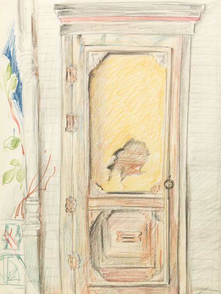 Appraisal: AUGUST BIEHLE AMERICAN - x Zoar Door Colored pencil on