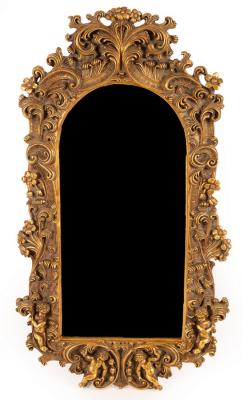 Appraisal: A gilt framed mirror decorated foliate scrolls and putto the