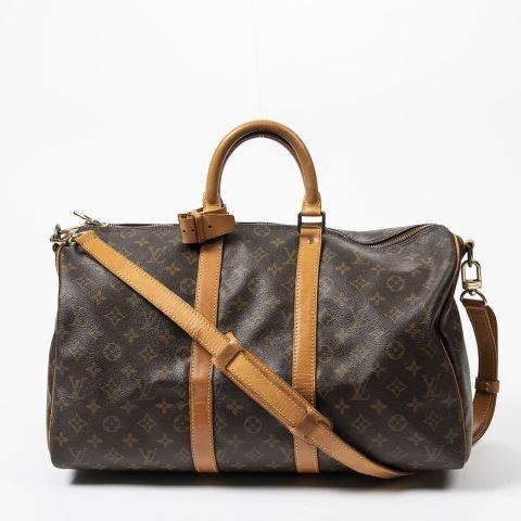 Appraisal: Louis Vuitton 'Keepall Bandouliere' duffle bag in brown monogram coated