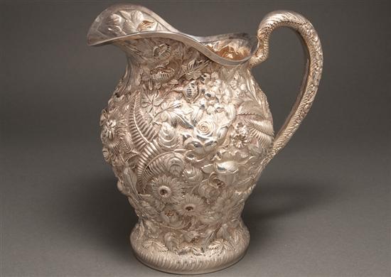 Appraisal: American repousse silver water pitcher Fred Bucher Sons Baltimore circa