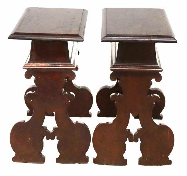 Appraisal: pair Italian Renaissance Revival mahogany side tables late th c