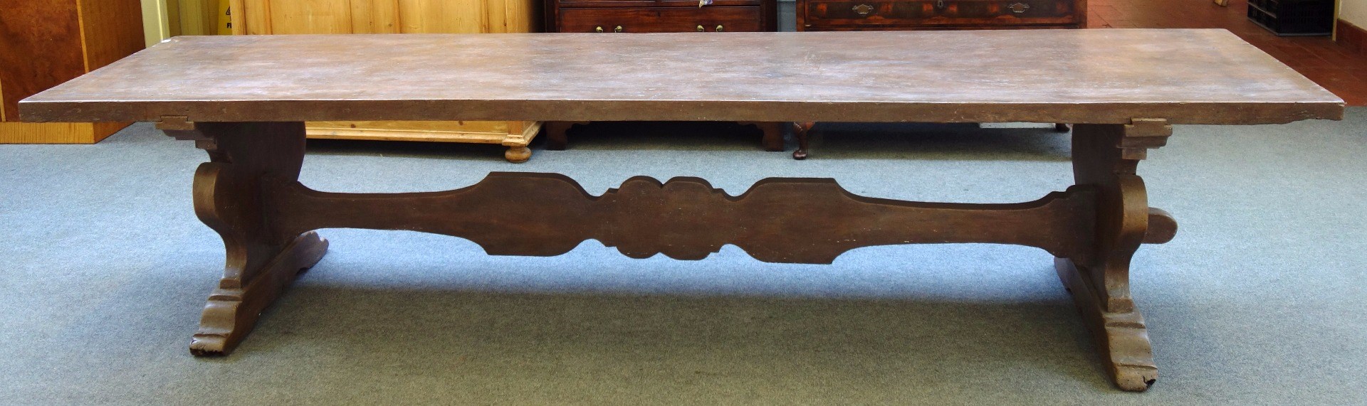 Appraisal: A th century style Italian walnut refectory table on trestle