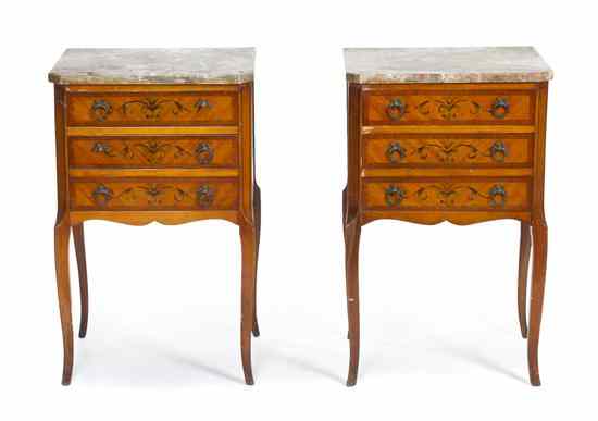 Appraisal: A Pair of Louis XVI Style Marquetry Diminutive Chests each