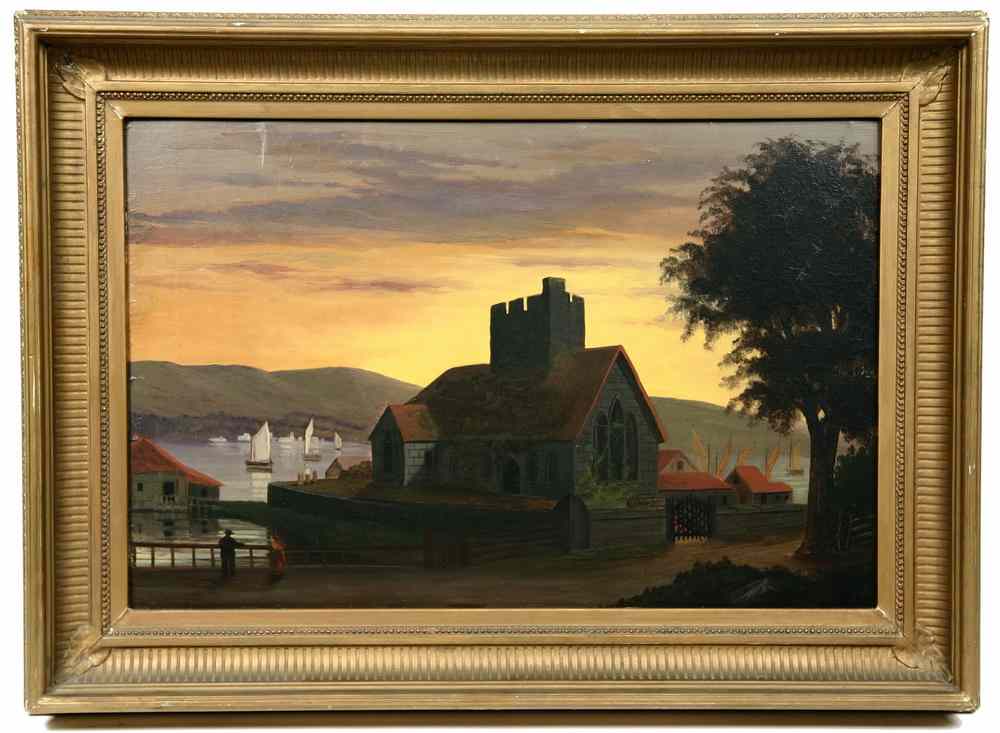 Appraisal: OIL ON ACADEMY BOARD - 'Wouldham Church' by Franklin Stanwood