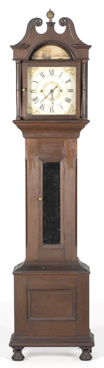 Appraisal: TALL-CASE CLOCK Probably in cherry under a dark stain Bonnet