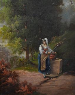 Appraisal: Continental School th Century oil on board Woman at Water