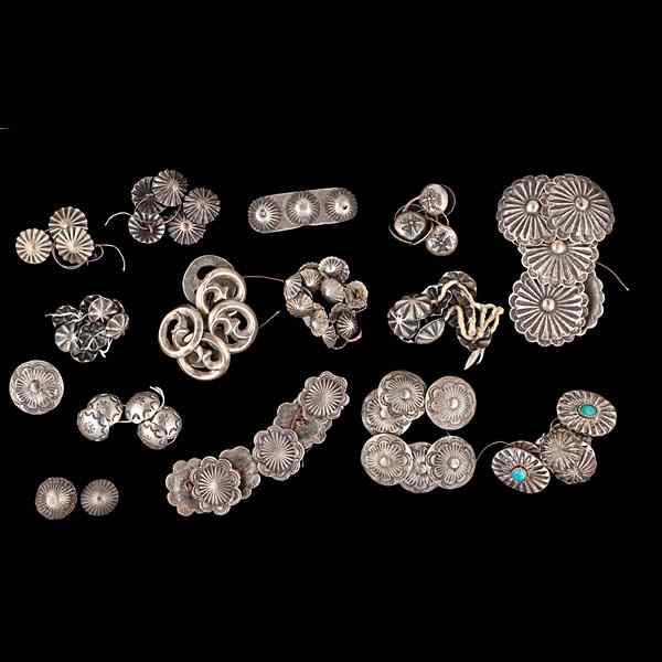 Appraisal: Navajo Sets of Silver Buttons Collected by Virginia Doneghy -