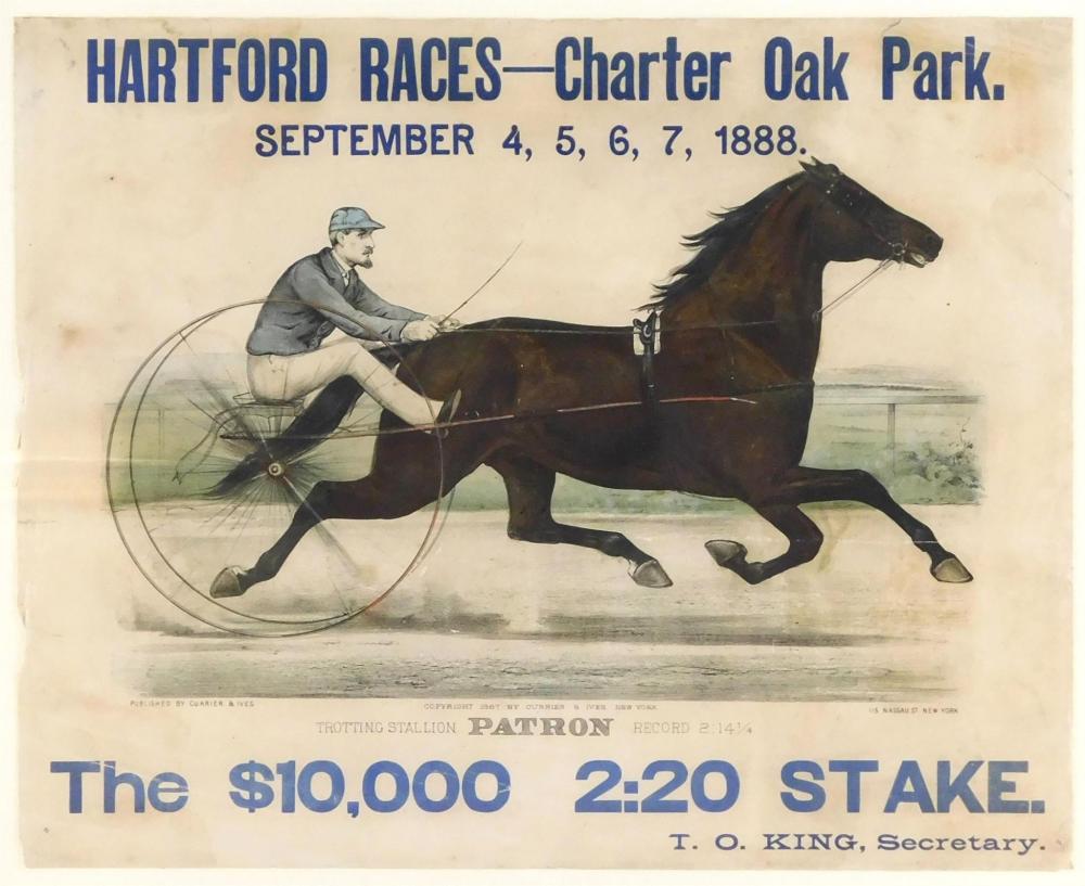 Appraisal: Currier and Ives color lithograph Patron advertising the Hartford Races