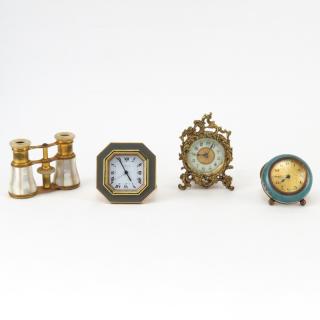 Appraisal: Collection of Three Vintage Miniature Clocks Including a Cartier Alarm