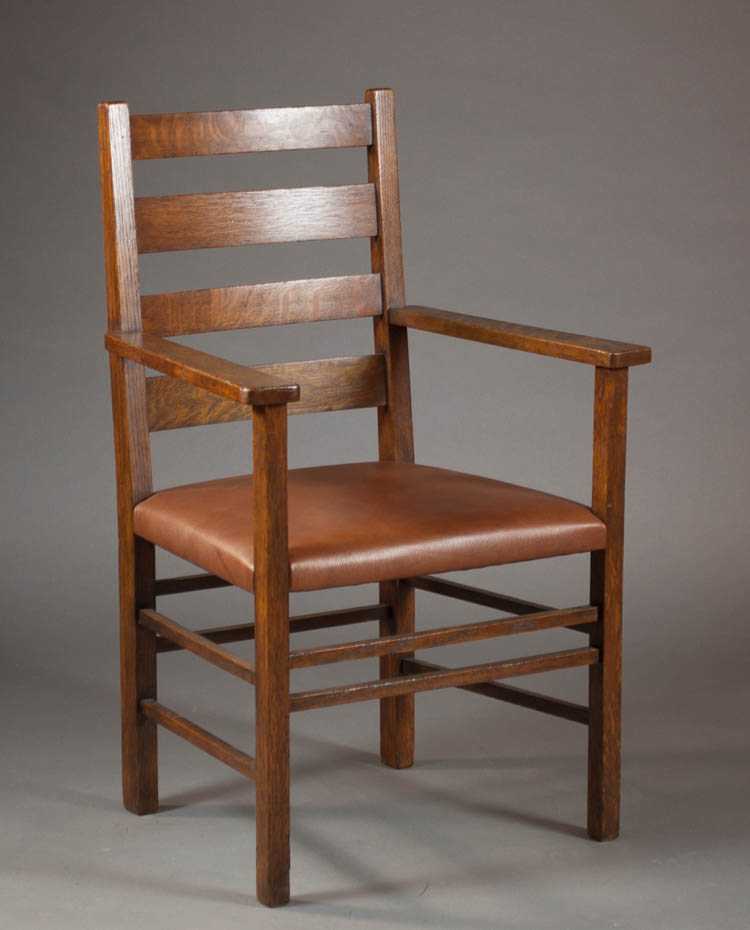 Appraisal: STICKLEY BROTHERS OAK ARMCHAIR model - early th century the