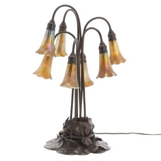 Appraisal: Tiffany Studios seven-light favrile lily lamp Early th c bronze