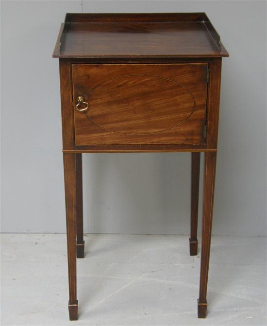 Appraisal: th century mahogany boxwood and ebony strung tray top pot