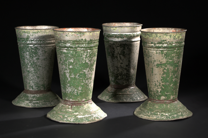 Appraisal: Set of Four French Galvanized Metal Flower Vendor's Vases first