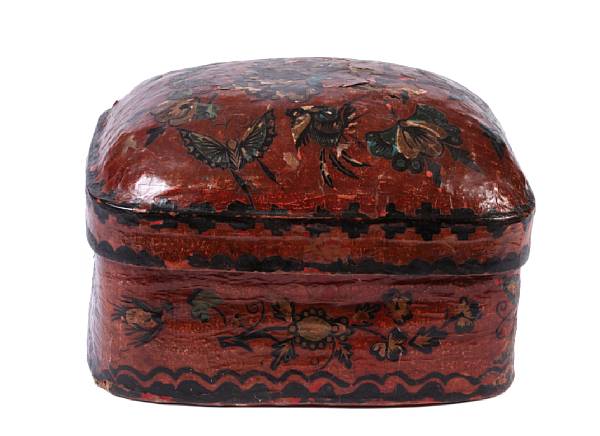 Appraisal: A Chinese paint decorated lidded box together with a Chinese