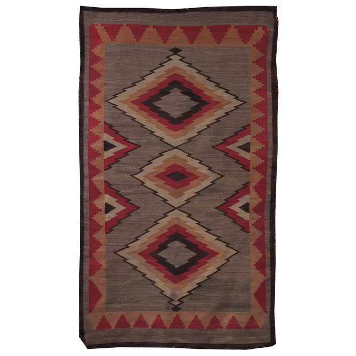 Appraisal: Navajo rug c serrated diamondpattern some wear '' x ''