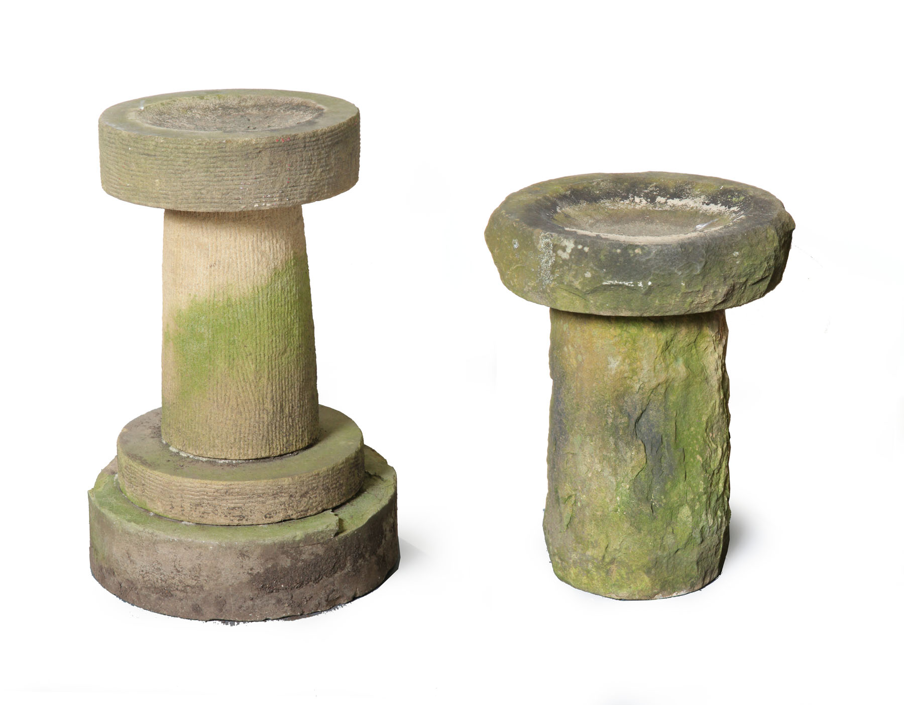 Appraisal: TWO BIRD BATHS American late th-early th century sandstone Simple