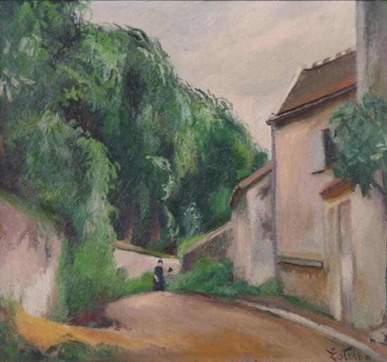 Appraisal: ROBERT LOTIRON French - TREE-LINED STREET IN VILLAGE signed lower