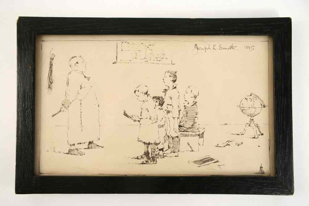 Appraisal: INK DRAWING - Four Boys under tutelage of a Catholic