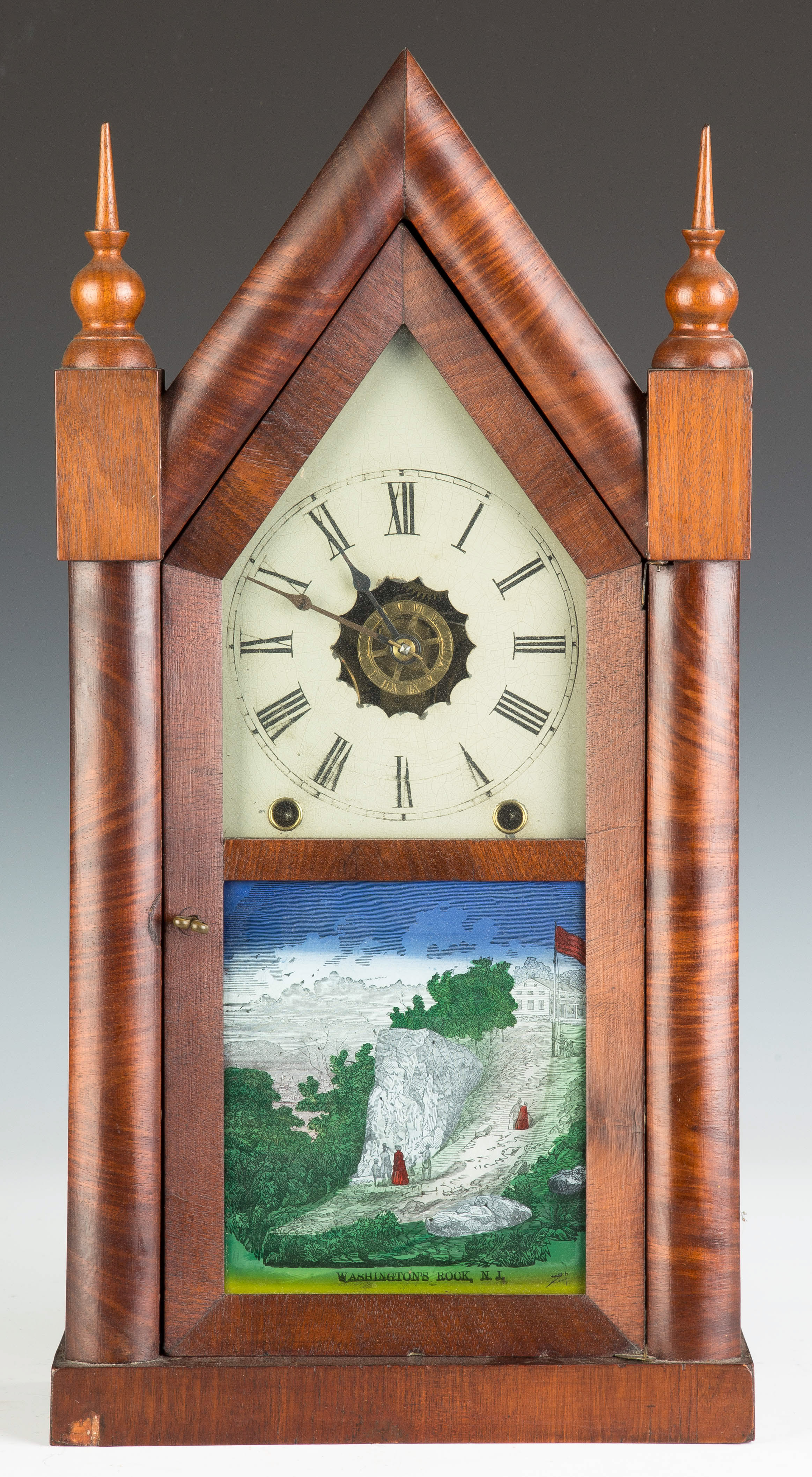 Appraisal: Steeple Clock Original glass with Washington Rock NJ Time strike