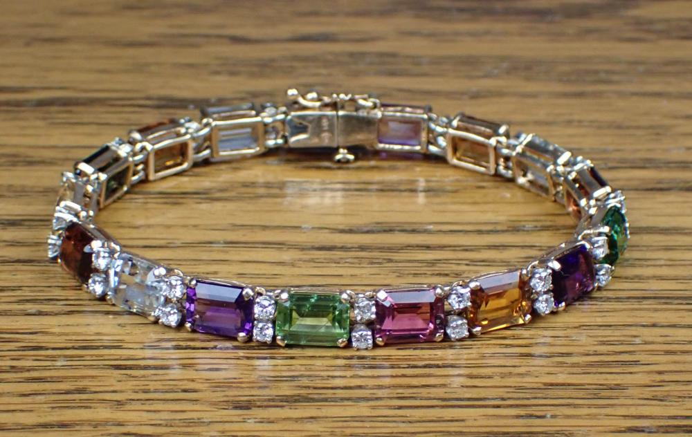 Appraisal: MULTI COLOR GEMSTONE AND FOURTEEN KARAT GOLD BRACELET The k