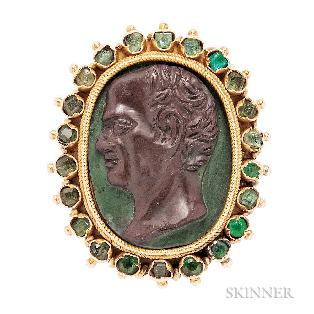 Appraisal: Antique Gold and Hardstone Cameo Antique Gold and Hardstone Cameo