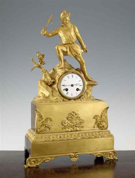 Appraisal: A th century French ormolu mantel clock surmounted with the