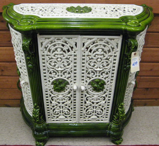 Appraisal: ENAMELED CAST IRON HEATING STOVE French early th century of