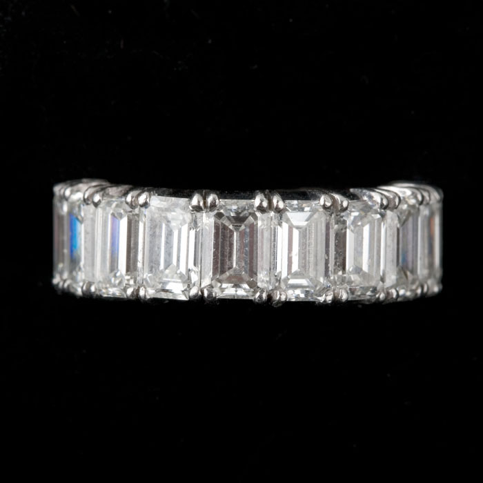 Appraisal: DIAMOND AND PLATINUM ETERNITY BAND RING The ring set with