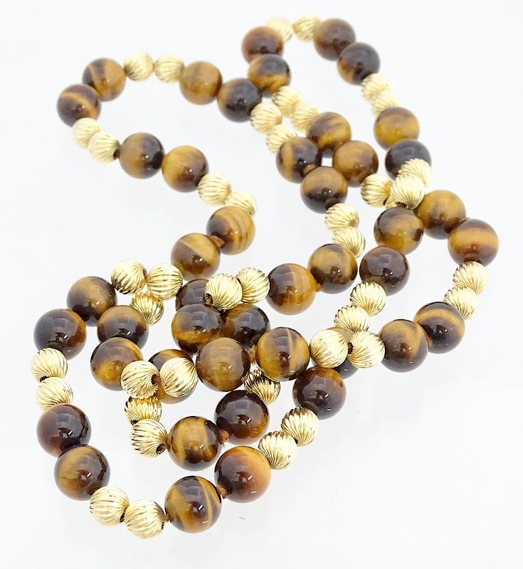 Appraisal: K Beaded Tigers Eye Necklace K Beaded Tigers Eye Necklace