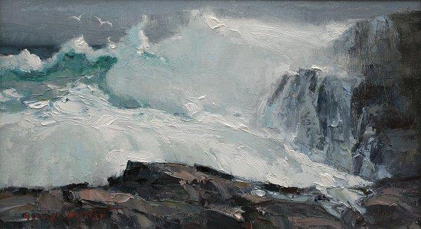 Appraisal: CARPENTER George American - Crashing Surf OIL Canvasboard '' x