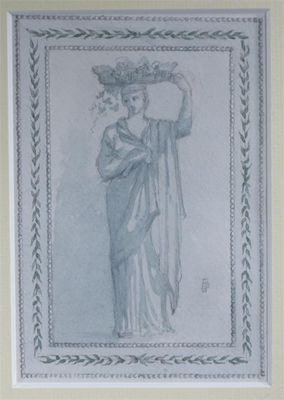 Appraisal: A pencil and wash design on paper of a woman