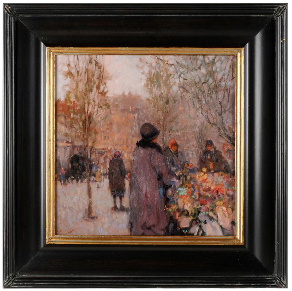 Appraisal: KEN MORONEY B THE PARISIAN FLOWER SELLER oil on board