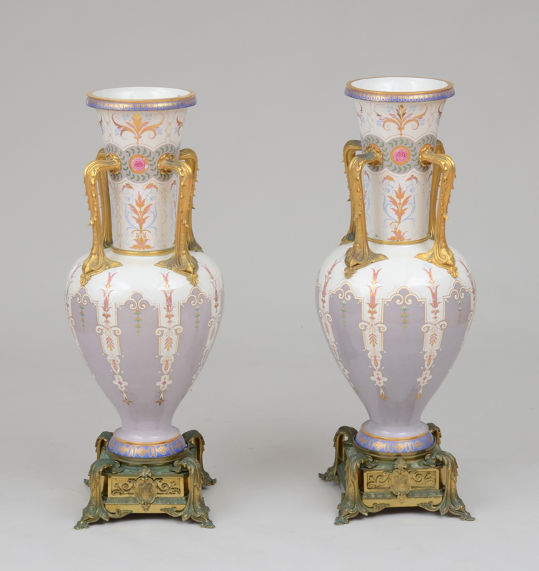 Appraisal: FINE PAIR OF NAPOLEON III GILT-BRONZE-MOUNTED LARGE S VRES PORCELAIN